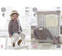 King Cole 4919 Knitting Pattern Baby Childrens Cardigans and Slipover in King Cole Big Value Aran