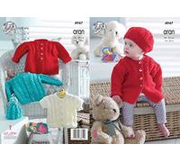 King Cole 4947 Knitting Pattern Baby Childrens Cardigan Jacket and Hat in Comfort Aran,Multicolor,14" - 22" chest