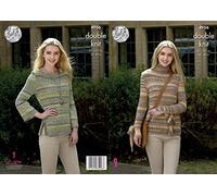 King Cole 4956 Knitting Pattern Womens Funnel and Scoop Neck Sweaters in King Cole Drifter DK
