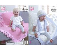 King Cole 4974 Knitting Pattern Blankets Cushions Hat Scarf and Mittens in Cuddles Chunky