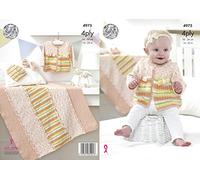 King Cole 4975 Knitting Pattern Baby Jacket Hat Shoes & Blanket in Big Value Baby 4 Ply
