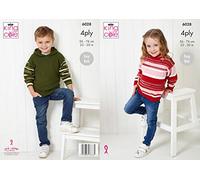 King Cole 4ply Knitting Pattern Childrens Easy Knit Striped Sweater & Hoodie (6028)