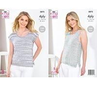 King Cole 4ply Knitting Pattern Ladies Split Hem Cap Sleeve & Vest Top (5875)