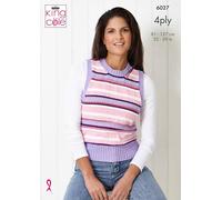 King Cole 4ply Knitting Pattern Ladies Striped or Argyle Pattern Slipover (6027)