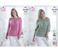 King Cole 5091 Knitting Pattern Womens Sweater and Top in King Cole Bamboo Cotton DK