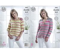 King Cole 5092 Knitting Pattern Womens Easy Knit Sweaters in King Cole Cottonsoft Crush DK