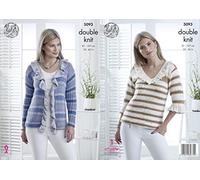 King Cole 5093 Knitting Pattern Womens Sweater and Cardigan in King Cole Cottonsoft Crush DK