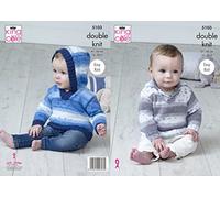 King Cole 5103 Knitting Pattern Baby Hooded and Collared Sweaters in Cottonsoft Baby Crush DK