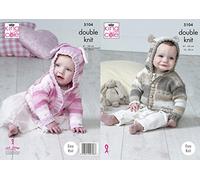 King Cole 5104 Knitting Pattern Baby Hooded Jackets with Ears in Cottonsoft Baby Crush DK