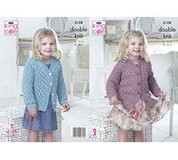 King Cole 5128 Knitting Pattern Girls V and Round Neck Cardigans in Cottonsoft DK