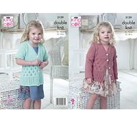 King Cole 5129 Knitting Pattern Girls Long and Short Sleeved Cardigans in King Cole Cottonsoft DK