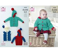King Cole 5139 Knitting Pattern Baby Child Jacket Sweater and Gilet Big Value Baby DK