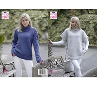 King Cole 5154 Knitting Pattern Womens Poncho and Sweater Fashion Aran,Multicolor,32" - 42" bust