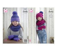 King Cole Kids Chunky Knitting Pattern Girls Easy Cable Pattern Mittens Snoods & Hats (5167)