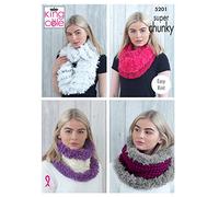 King Cole 5201 Knitting Pattern Easy Knit Cowls in Tufty and Big Value Super Chunky
