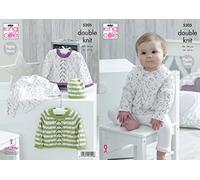 King Cole 5205 Knitting Pattern Baby Raglan Sweaters and Hat in Cottonsoft Candy and Cottonsoft DK