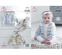 King Cole 5212 Knitting Pattern Baby Hooded Cardigans and Waistcoat in Comfort Cheeky Chunky,Multicolor,14" - 22" chest