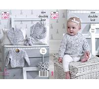 King Cole 5234 Knitting Pattern Baby Sweater Cardigan and Waistcoat in Smarty DK