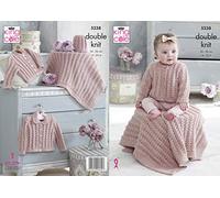 King Cole 5238 Knitting Pattern. Cardigans, Blanket & Hat in Baby Glitz DK for Baby,Multicolor,14" - 22" chest
