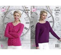 King Cole 5244 Knitting Pattern Womens Raglan Sweater and Cardigan in King Cole Luxury Merino DK