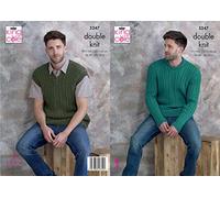 King Cole 5247 Knitting Pattern Mens Sweater and Tank Top in Luxury Merino DK