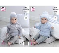 King Cole 5255 Knitting Pattern Baby Child Sweaters and Hats in Big Value Baby DK