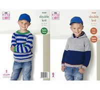 King Cole 5260 Knitting Pattern Boys Raglan Hoodie and Sweater in Big Value DK