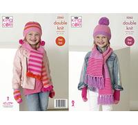 King Cole 5263 Knitting Pattern Childrens Girls Scarves Helmets Mitts in Big Value DK