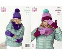 King Cole 5264 Knitting Pattern Womens Snoods Hats and Mitts in Big Value DK