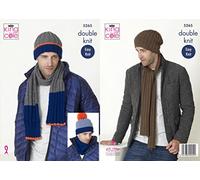 King Cole 5265 Knitting Pattern Mens Scarf Snood and Hats in Big Value DK
