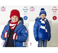 King Cole 5266 Knitting Pattern Childrens Football Scarf Snood Hats Mitts in Big Value DK