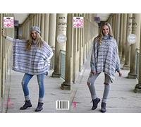 King Cole 5271 Knitting Pattern Womens Round and Cowl Neck Ponchos in Drifter Aran