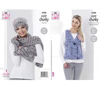 King Cole 5280 Knitting Pattern Womens Waistcoat and Accessories in Big Value Super Chunky Twist