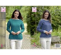 King Cole 5297 Knitting Pattern Womens Cable Sweaters in Big Value Aran