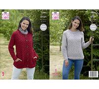 King Cole 5298 Knitting Pattern Womens Jacket/Cardigan and Sweater in Big Value Aran
