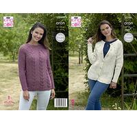 King Cole 5299 Knitting Pattern Womens Sweater and Cardigan in Big Value Aran