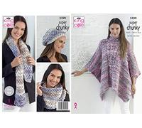 King Cole 5320 Knitting Pattern Womens Poncho Hat Scarf and Cowl in Big Value Super Chunky Tints