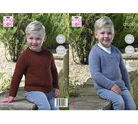King Cole 5324 Knitting Pattern Childrens Easy Knit Raglan Sweaters in Big Value Chunky