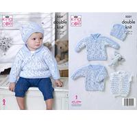 King Cole 5331 Knitting Pattern. Sweaters, Gilet & Hat in King Cole Cherish Dash, Cherished DK for Baby