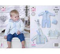 King Cole 5332 Knitting Pattern. Sweater, All-in-One, Jacket & Hat in Cherish Dash, Cherished DK for Baby
