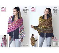 King Cole 5335 Crochet Pattern Womens Virus Shawl in Riot DK