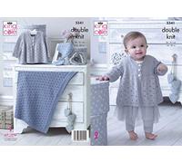 King Cole 5341 Knitting Pattern Baby Matinee Jacket Hat Bootees & Blanket in Finesse Cotton Silk DK
