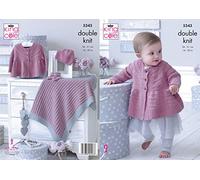 King Cole 5343 Knitting Pattern Baby Matinee Jacket Hat Bootees & Blanket in Finesse Cotton Silk DK