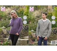 King Cole 5345 Knitting Pattern Mens Womens Sweater Cardigan in Fashion Aran