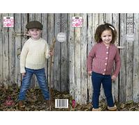 King Cole 5347 Knitting Pattern Childrens Sweater and Cardigan in Fashion Aran,Multicolor,22" - 30" chest