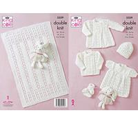 King Cole 5359 Knitting Pattern Baby Coat Jacket Top Hat Bootees Blanket in Comfort DK