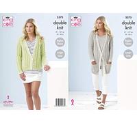 King Cole 5375 Knitting Pattern Womens Raglan Short and Long Cardigans in Cotton Top DK