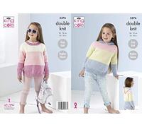 King Cole 5376 Knitting Pattern Childrens Easy Knit Sweater and Hoodie in Cotton Top DK,Multicolor,22" - 30" chest