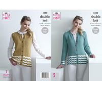 King Cole 5380 Knitting Pattern Womens Chevron Cardigan and Waistcoat in Bamboo DK