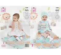 King Cole 5389 Knitting Pattern Baby Coat Cardigan Hat and Blanket in Big Value Baby 4 Ply